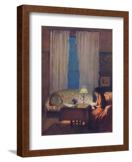 'Reading by Lamplight (Twilight: Interior)', 1909-George Clausen-Framed Giclee Print