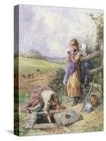 Reading by the Well-Myles Birket Foster-Stretched Canvas