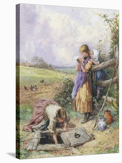 Reading by the Well-Myles Birket Foster-Stretched Canvas