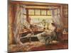 Reading by the window, Hasti-Charles James Lewis-Mounted Art Print