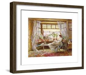 Reading by the Window-Charles James Lewis-Framed Premium Giclee Print