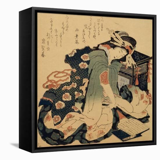 Reading, C1822-Katsushika Hokusai-Framed Stretched Canvas