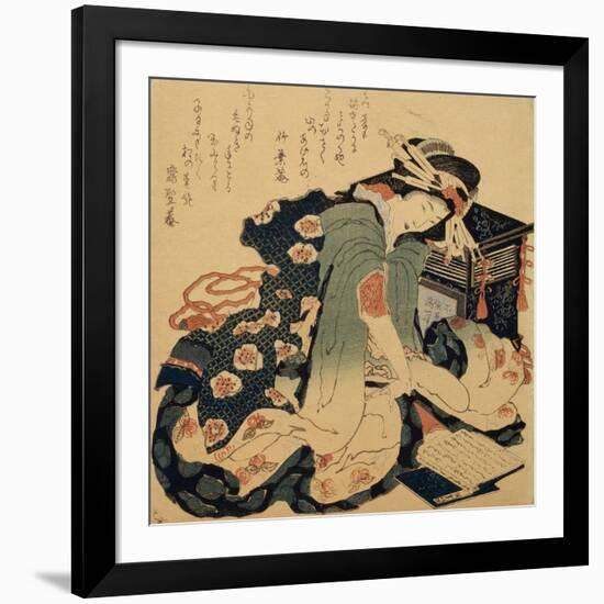 Reading, C1822-Katsushika Hokusai-Framed Giclee Print