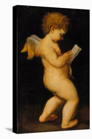 Reading Cherub-Antonio Allegri da Correggio (After)-Stretched Canvas