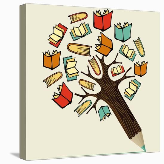 Reading Education - Pencil Tree-cienpies-Stretched Canvas
