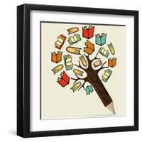 Reading Education - Pencil Tree-cienpies-Framed Art Print