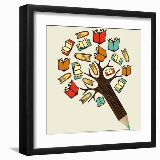 Reading Education - Pencil Tree-cienpies-Framed Art Print