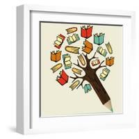 Reading Education - Pencil Tree-cienpies-Framed Art Print