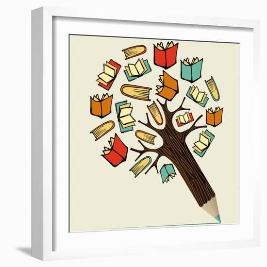 Reading Education - Pencil Tree-cienpies-Framed Art Print