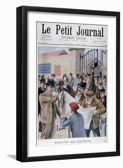 Reading Election Results in the Ewspaper, Paris, 1902-null-Framed Giclee Print