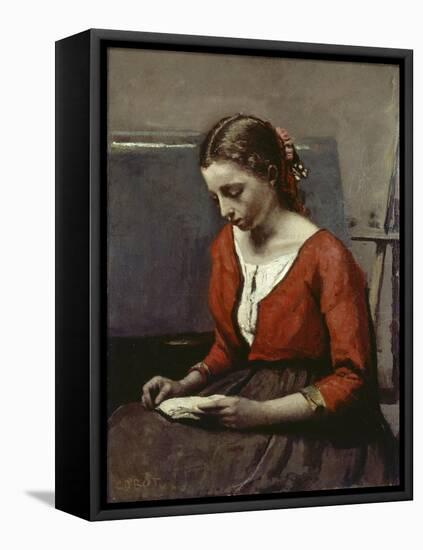 Reading Girl, C. 1845-50-Jean-Baptiste-Camille Corot-Framed Stretched Canvas