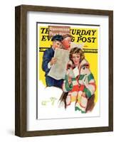 "Reading Her Mail," Saturday Evening Post Cover, February 22, 1936-Ellen Pyle-Framed Giclee Print