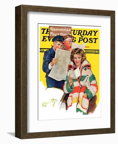 "Reading Her Mail," Saturday Evening Post Cover, February 22, 1936-Ellen Pyle-Framed Giclee Print