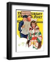 "Reading Her Mail," Saturday Evening Post Cover, February 22, 1936-Ellen Pyle-Framed Giclee Print