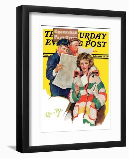 "Reading Her Mail," Saturday Evening Post Cover, February 22, 1936-Ellen Pyle-Framed Giclee Print