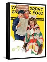 "Reading Her Mail," Saturday Evening Post Cover, February 22, 1936-Ellen Pyle-Framed Stretched Canvas