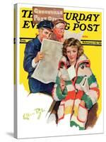 "Reading Her Mail," Saturday Evening Post Cover, February 22, 1936-Ellen Pyle-Stretched Canvas