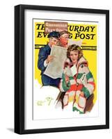 "Reading Her Mail," Saturday Evening Post Cover, February 22, 1936-Ellen Pyle-Framed Giclee Print