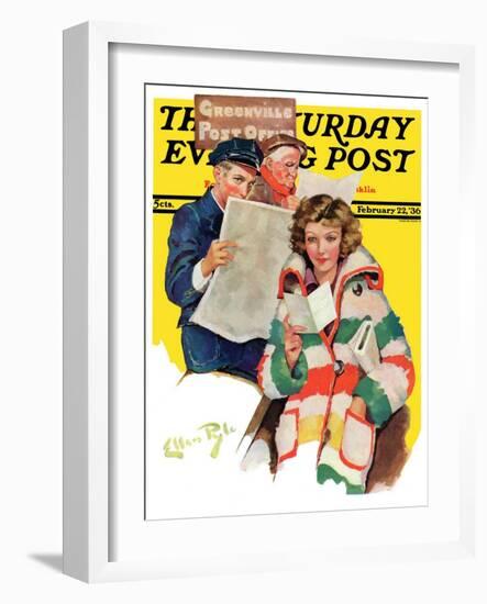 "Reading Her Mail," Saturday Evening Post Cover, February 22, 1936-Ellen Pyle-Framed Giclee Print