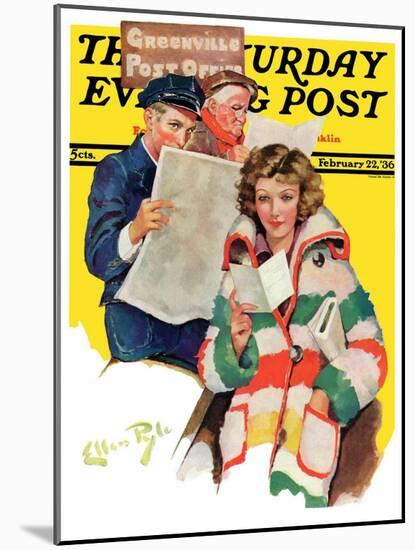"Reading Her Mail," Saturday Evening Post Cover, February 22, 1936-Ellen Pyle-Mounted Giclee Print