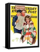 "Reading Her Mail," Saturday Evening Post Cover, February 22, 1936-Ellen Pyle-Framed Stretched Canvas