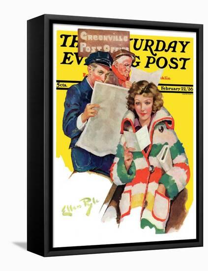 "Reading Her Mail," Saturday Evening Post Cover, February 22, 1936-Ellen Pyle-Framed Stretched Canvas