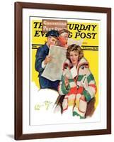 "Reading Her Mail," Saturday Evening Post Cover, February 22, 1936-Ellen Pyle-Framed Giclee Print