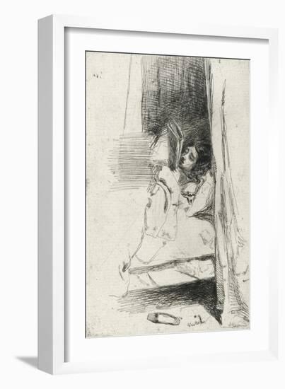 Reading in Bed (The Slipper) 1858-James Abbott McNeill Whistler-Framed Giclee Print