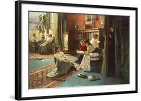 Reading in the Afternoon-Gustave De Jonghe-Framed Premium Giclee Print