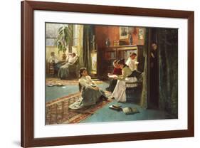 Reading in the Afternoon-Gustave De Jonghe-Framed Premium Giclee Print