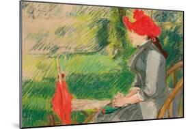 Reading in the Garden; or Woman in Red Hat, C. 1880-1882 (Pastel and Charcoal on Canvas)-Eva Gonzales-Mounted Giclee Print