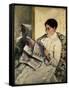 Reading Le Figaro, 1878-Mary Cassatt-Framed Stretched Canvas