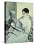 Reading "Le Figaro"-Mary Cassatt-Stretched Canvas