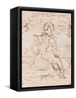 Reading Madonna And Child in a Landscape Betweem Two Cherub Heads-Raphael-Framed Stretched Canvas