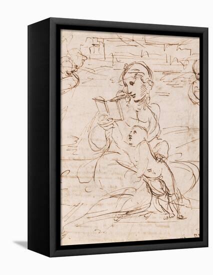 Reading Madonna And Child in a Landscape Betweem Two Cherub Heads-Raphael-Framed Stretched Canvas