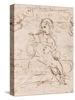 Reading Madonna And Child in a Landscape Betweem Two Cherub Heads-Raphael-Stretched Canvas