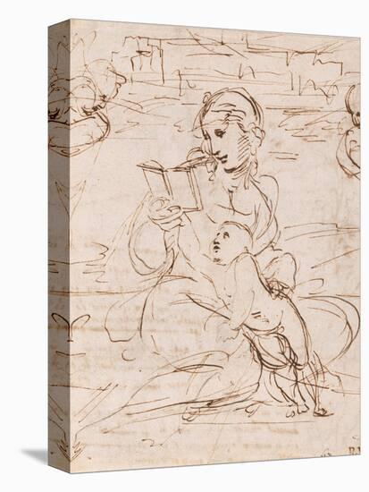 Reading Madonna And Child in a Landscape Betweem Two Cherub Heads-Raphael-Stretched Canvas