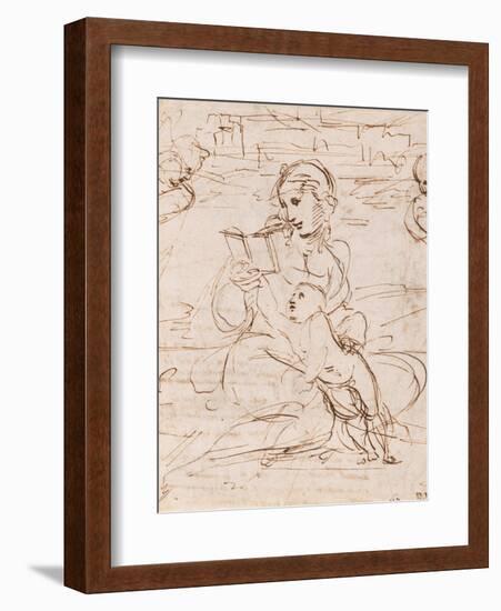 Reading Madonna And Child in a Landscape Betweem Two Cherub Heads-Raphael-Framed Giclee Print