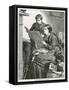 Reading Newspaper-Robert Barnes-Framed Stretched Canvas