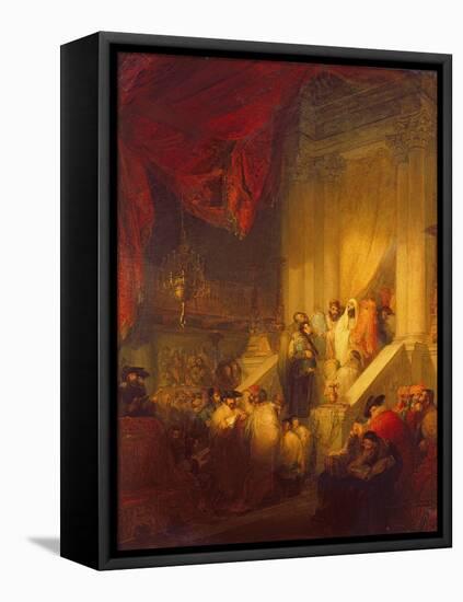 Reading of the Law in a Synagogue-Solomon Alexander Hart-Framed Stretched Canvas