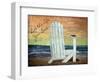 Reading on the Beach Words-Karen Williams-Framed Giclee Print