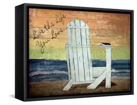 Reading on the Beach Words-Karen Williams-Framed Stretched Canvas