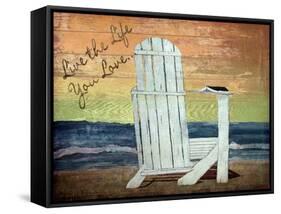 Reading on the Beach Words-Karen Williams-Framed Stretched Canvas