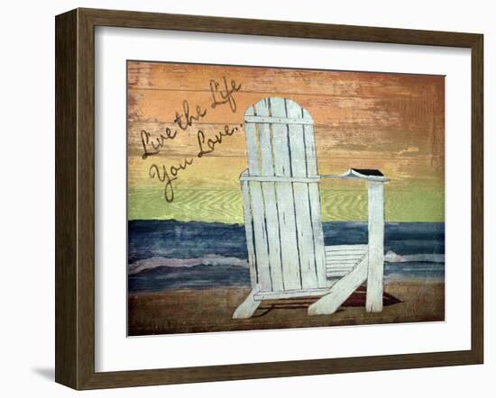 Reading on the Beach Words-Karen Williams-Framed Giclee Print