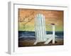 Reading on the Beach Words-Karen Williams-Framed Giclee Print