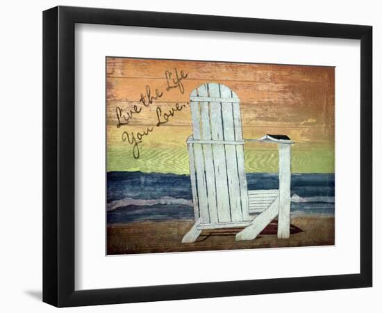 Reading on the Beach Words-Karen Williams-Framed Premium Giclee Print