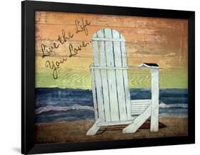 Reading on the Beach Words-Karen Williams-Framed Giclee Print