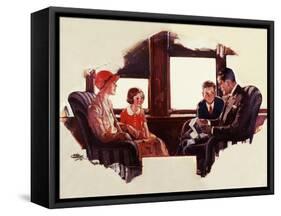Reading on the Railroad-Dan Content-Framed Stretched Canvas