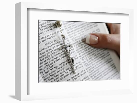 Reading Psalms in the Bible, France-Godong-Framed Photographic Print