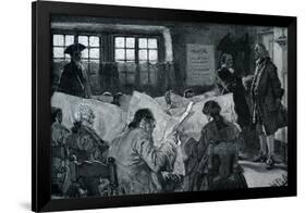 Reading room of a New York coffee house-Howard Pyle-Framed Giclee Print